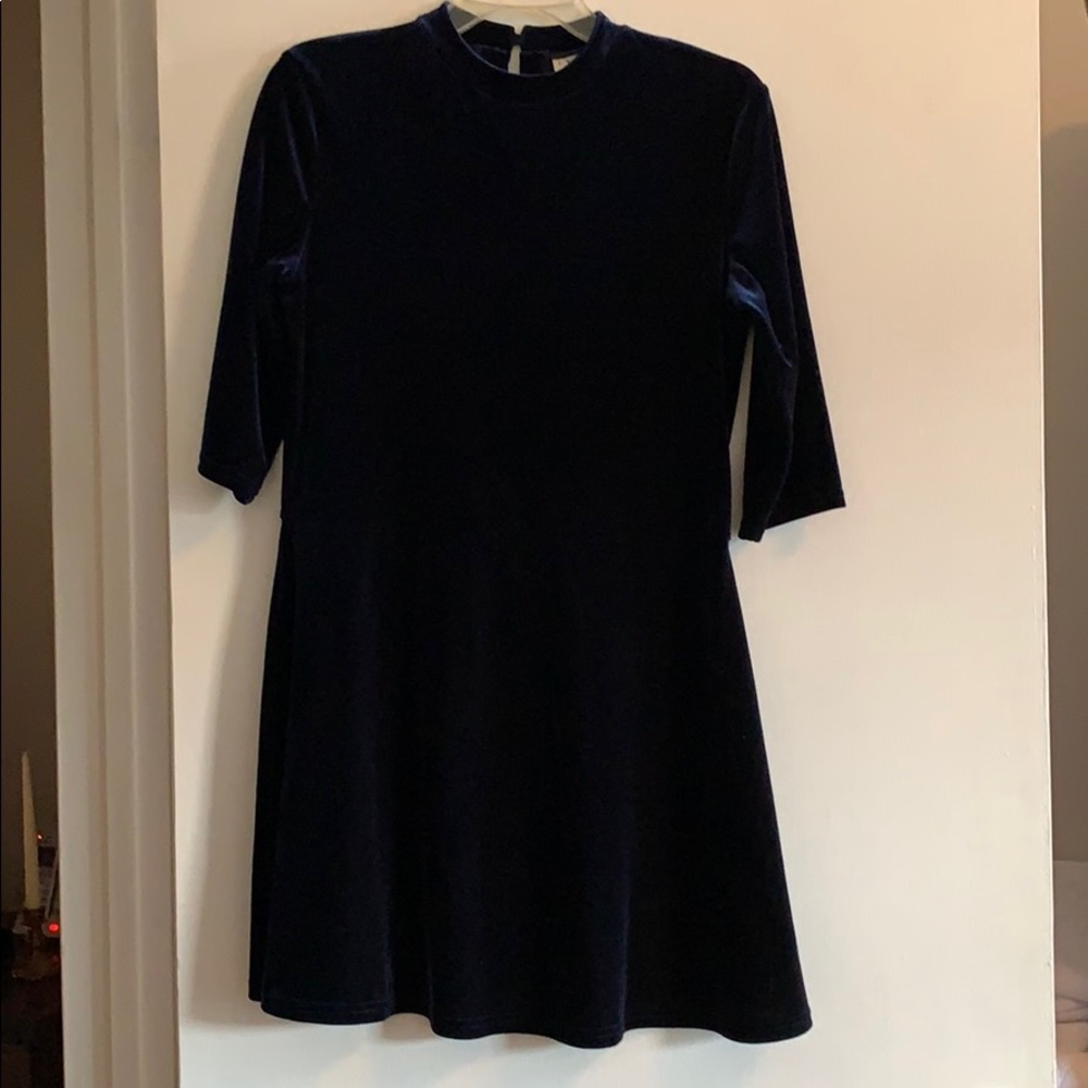 Navy Velour Girls party/holiday dress
